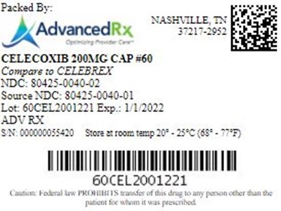 Celecoxib 200mg Cap Qty 60 NDC 80425-0040.jpg Celecoxib 200mg Cap Qty 60 NDC 80425 0040